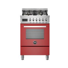 Bertazzoni UK Ltd PRO64L1EROT Professional 60cm Range Cooker Single Oven Dual Fuel Gloss Red
