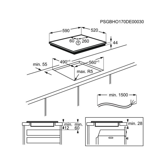 AEG IAE64411FB 
60cm SenseBoil Maxisense Induction Hob, 4 cooking Sections, Windmill design, Hob2Hoo