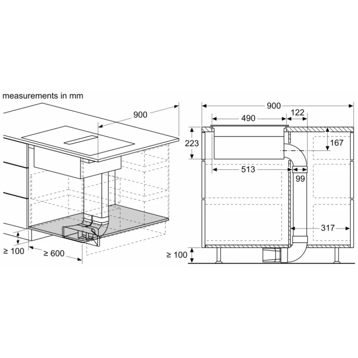 Bosch PVS611B16E 60cm Induction Hob with Ventilation
