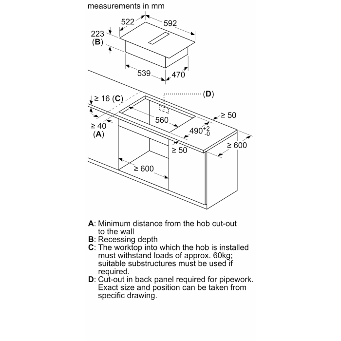 Bosch PVS611B16E 60cm Induction Hob with Ventilation