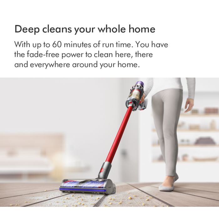 (476597-01) V11EXTRA Stick Vacuum Cleaner - 60 Minutes Run Time - Nickel/Red