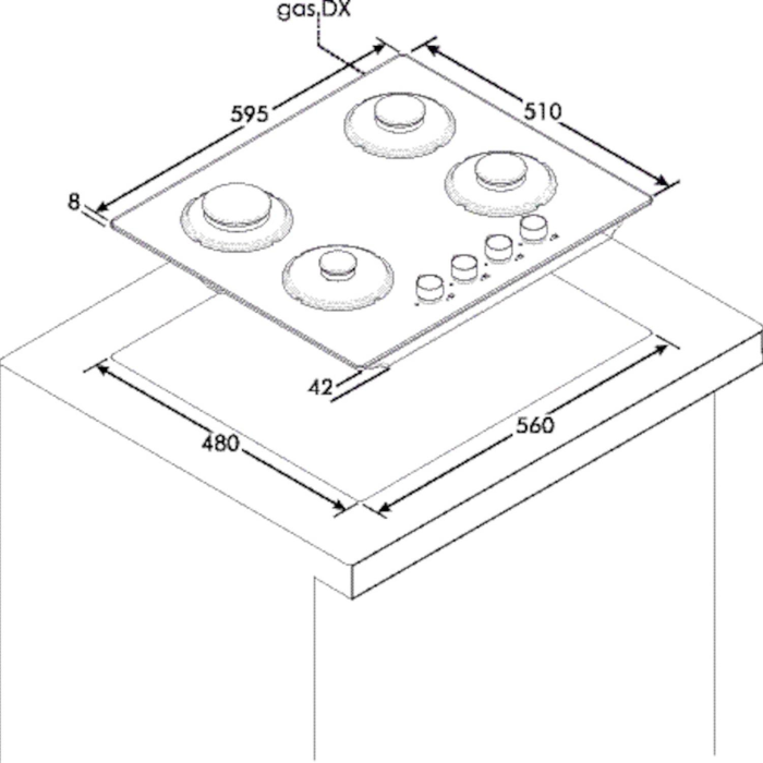 Hoover HVG6K3B 60cm Black Gas Hob with 4 Burners