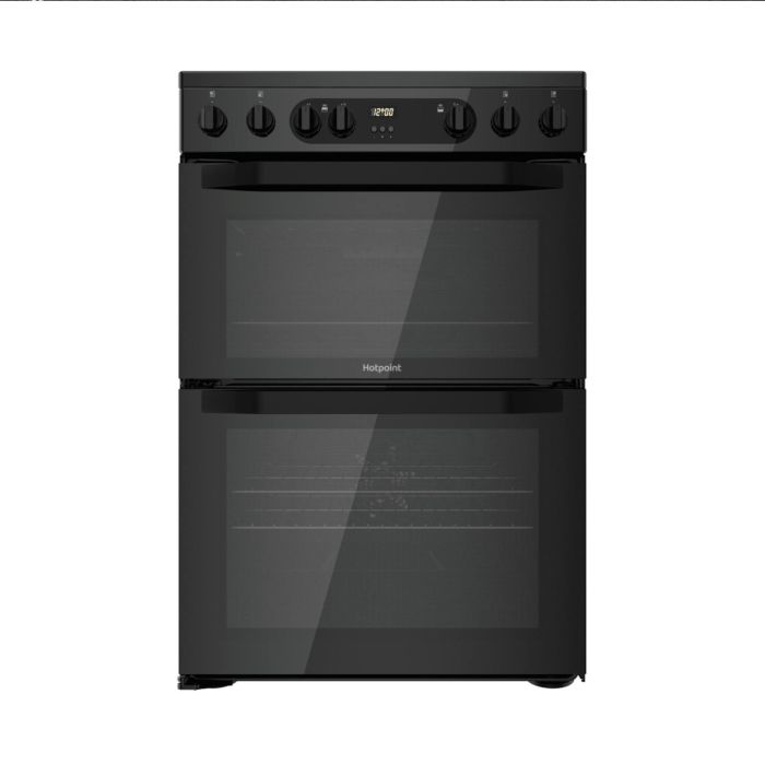 Hotpoint HDEU67V9C2B/UK 60cm Double Oven Electric Cooker with Ceramic Hob - Black