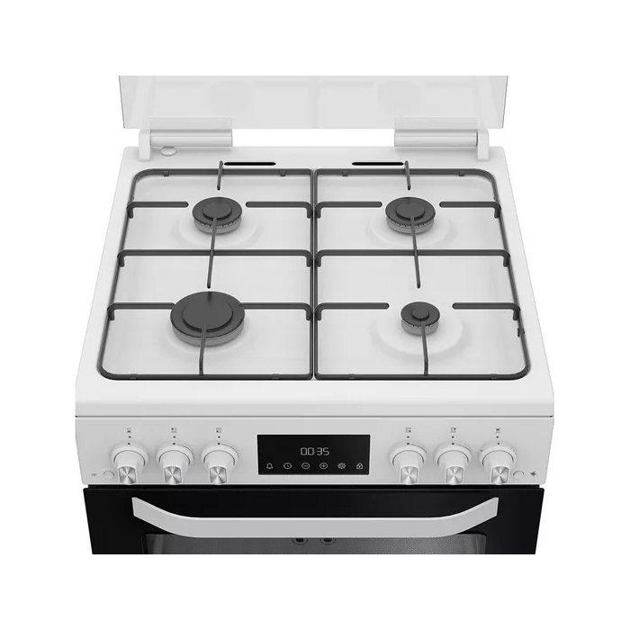 Hotpoint HDG6GDCW 60cm Double Gas Cooker with Glass Lid