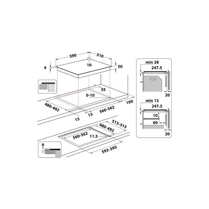Indesit IB88B60NE 59cm Induction Hob - Black