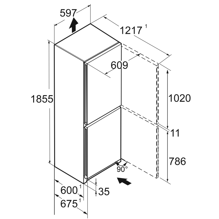 Liebherr CNDGC5203 60/40 Grey No Frost Fridge Freezer
