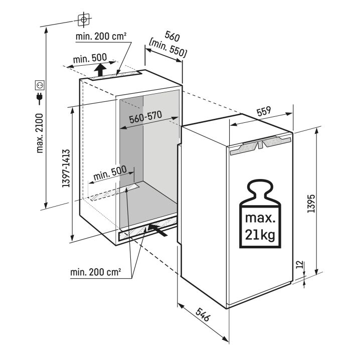 Liebherr IRBC4520 55.9cm Built-In Tall Larder Fridge