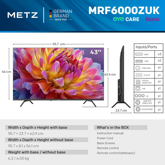 Metz 43MRF6000ZUK 43inch 4K Smart TV - Features & Specs