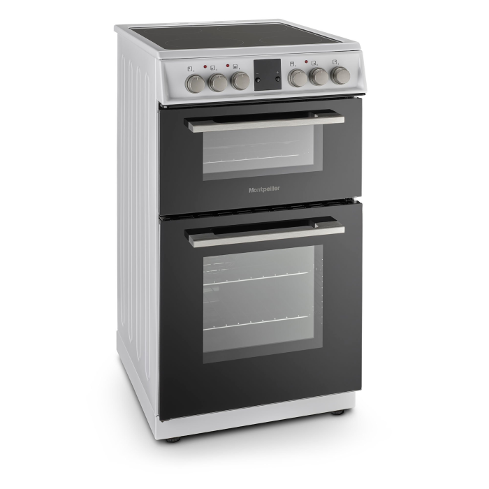 Montpellier MDOC50FW 50cm Double Oven Electric Cooker with Ceramic Hob - White