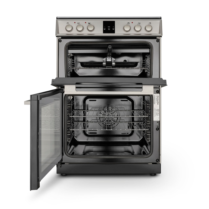 Montpellier MDOC60FS 60cm Double Oven Electric Cooker with Ceramic Hob - Silver