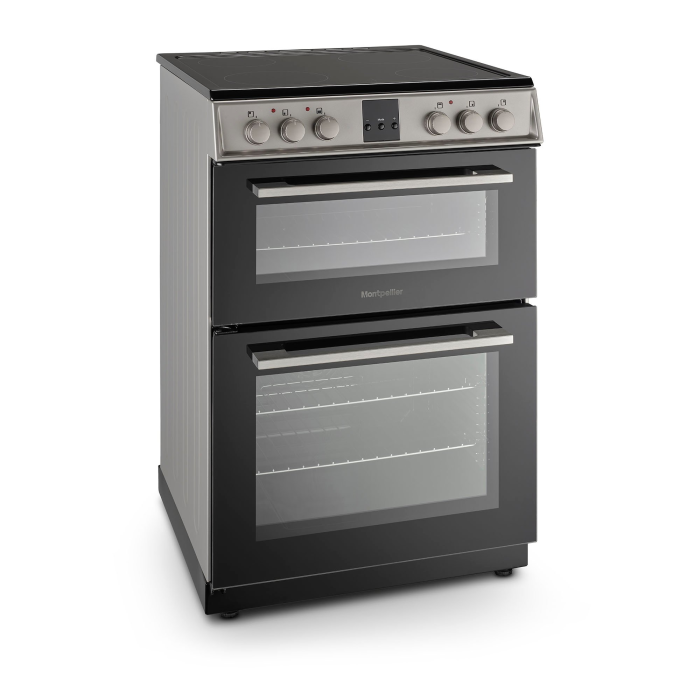 Montpellier MDOC60FS 60cm Double Oven Electric Cooker with Ceramic Hob - Silver