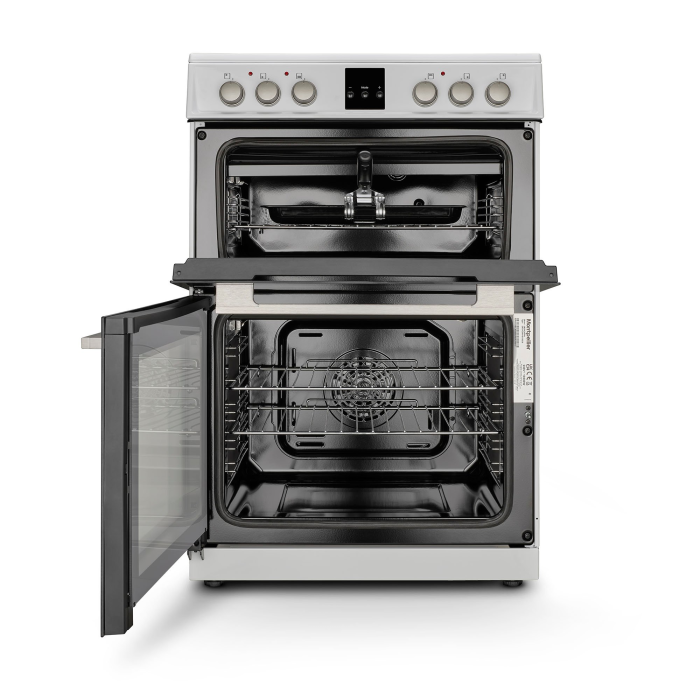 Montpellier MDOC60FW 60cm Double Oven Electric Cooker with Ceramic Hob - White'