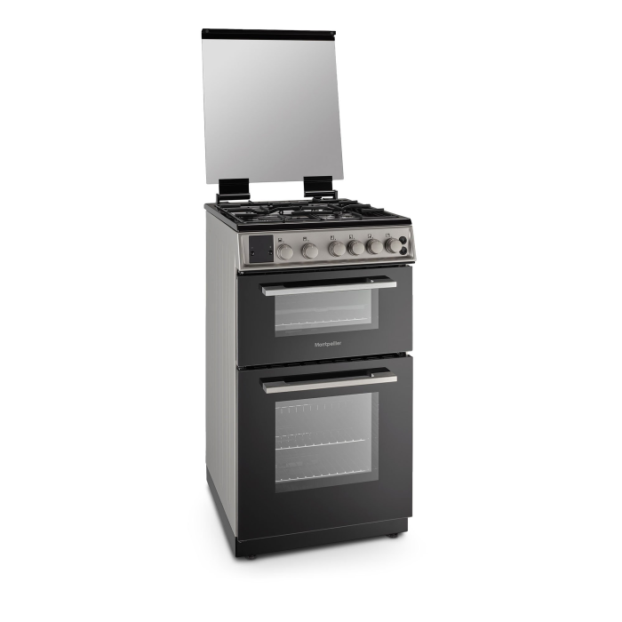 Montpellier MDOG50LS 50cm Double Oven Gas Cooker with Gas Hob - Silver