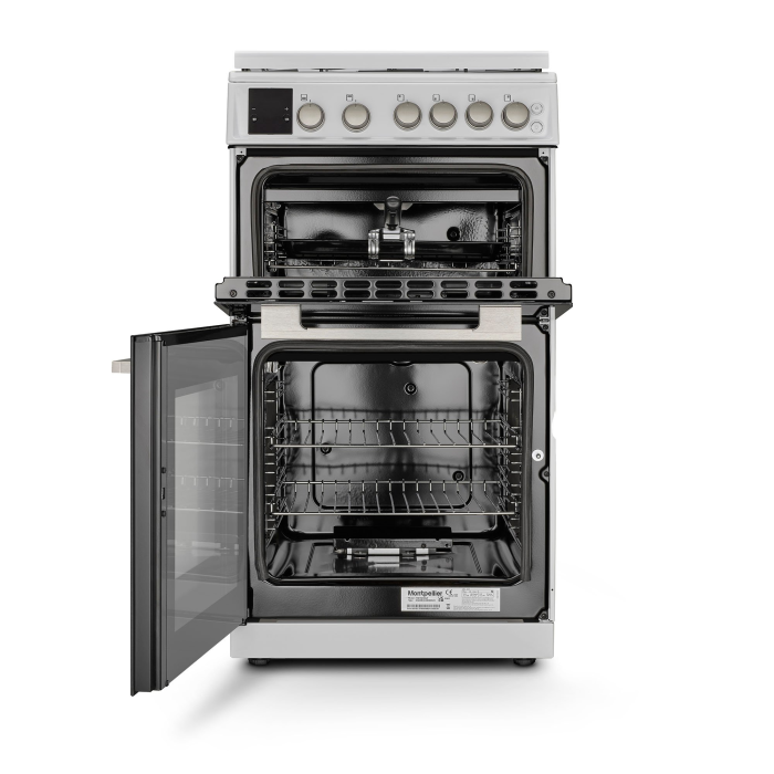 Montpellier MDOG50LW 50cm Double Oven Gas Cooker with Gas Hob - White
