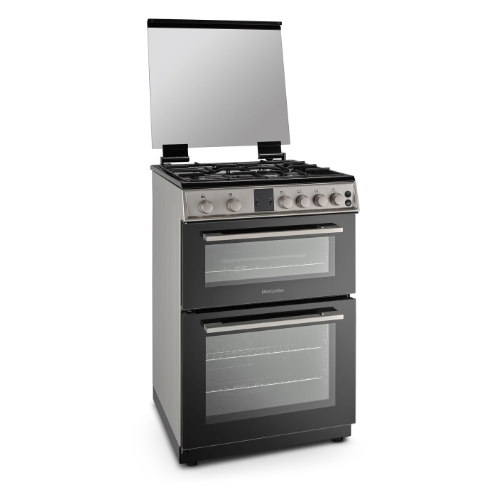 Montpellier MDOG60LS 60cm Double Oven Gas Cooker with Gas Hob - Silver