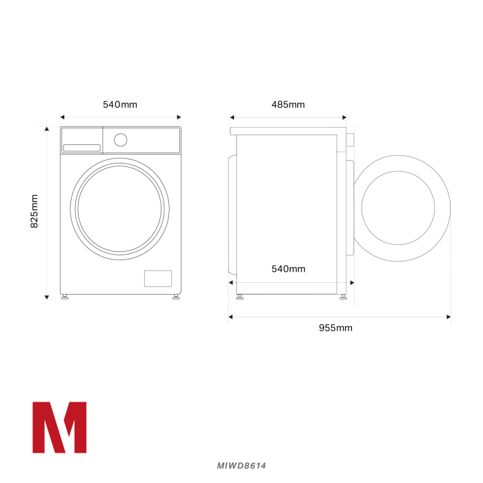 Montpellier MIWD8614 8kg/6kg 1400 Spin Washer Dryer White