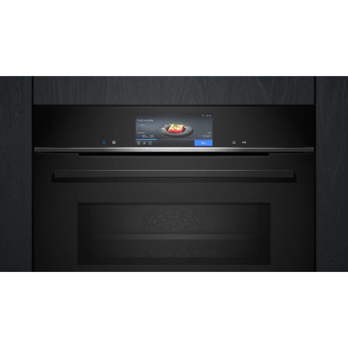 Siemens HM778GMB1B 59.4 cm Built In Electric Single Oven with Microwave Function - Black