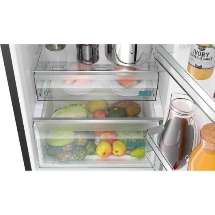 Siemens KG39NXXBF 203x60 noFrost fridge freezer, in-door electronic, hyperFresh, bottle rack, integr