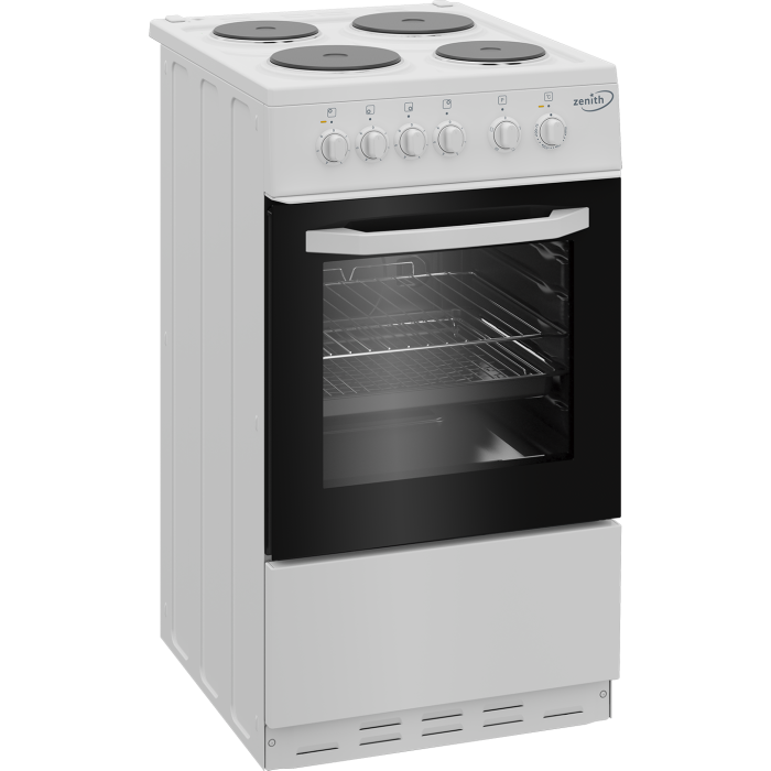 Zenith ZE503W 50cm Electric Single Oven with solid plate - hob White